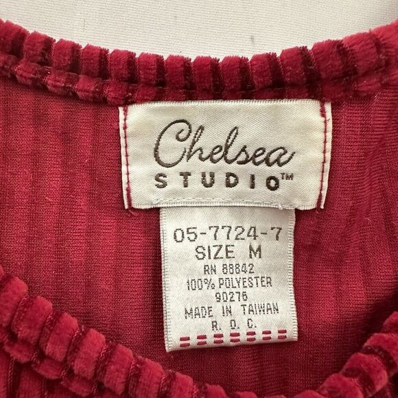 Chelsea Studio Womens Vintage 90s Velvet Maxi Dress Size M Red Ribbed Pockets - Picture 6 of 10